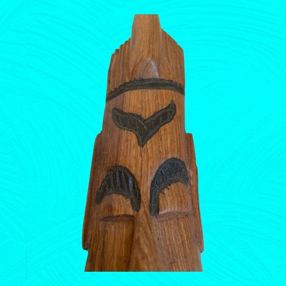 Pair Of Small African Wood Carved Masks With Human Faces 9” Vintage - Picture 5 of 13